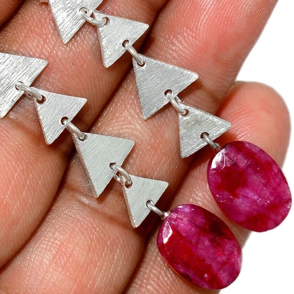 RUBY handmade silver dangle earrings - Picture 2 of 2